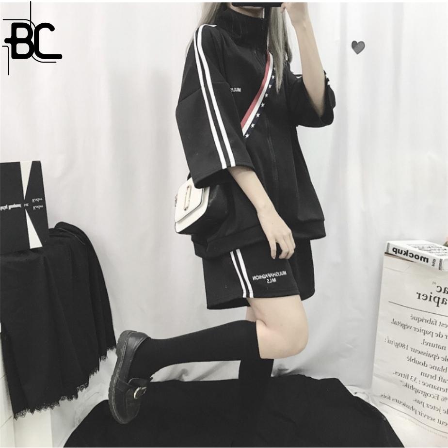 Set áo khoác bóng chày quần shorts thể thao freesize