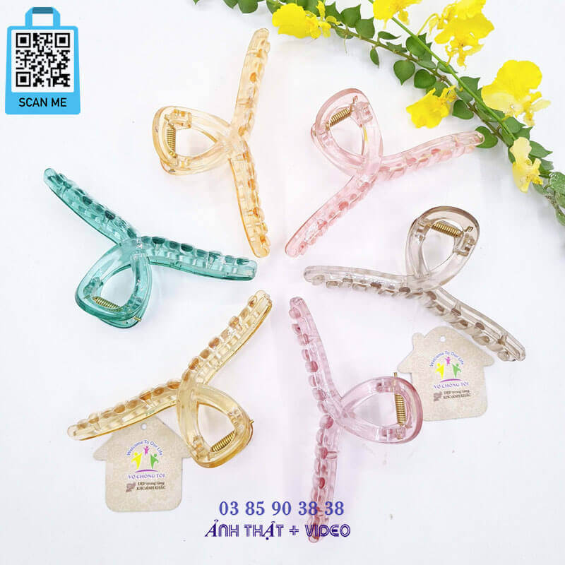 Kẹp tóc nữ hàn quốc cute, phụ kiện bé gái, kẹp càng cua nhiều răng trung, gắp tóc trong suốt chéo giọt nước lớn nhiều màu Hàn Quốc cao cấp - thương hiệu Vợ Chồng Tôi