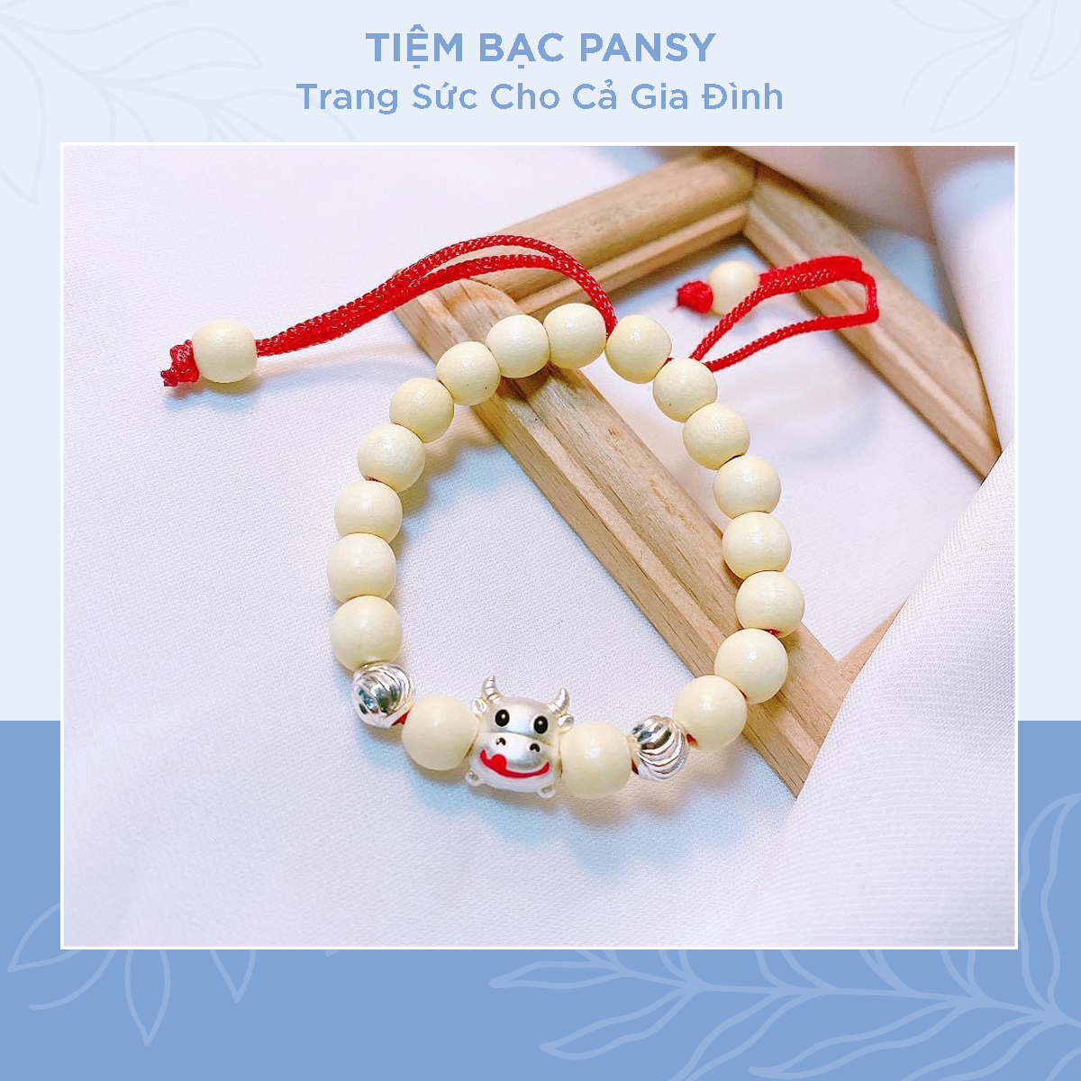 Vòng dâu cho bé - Vòng dâu tằm cho bé sơ sinh mix charm bạc theo tuổi