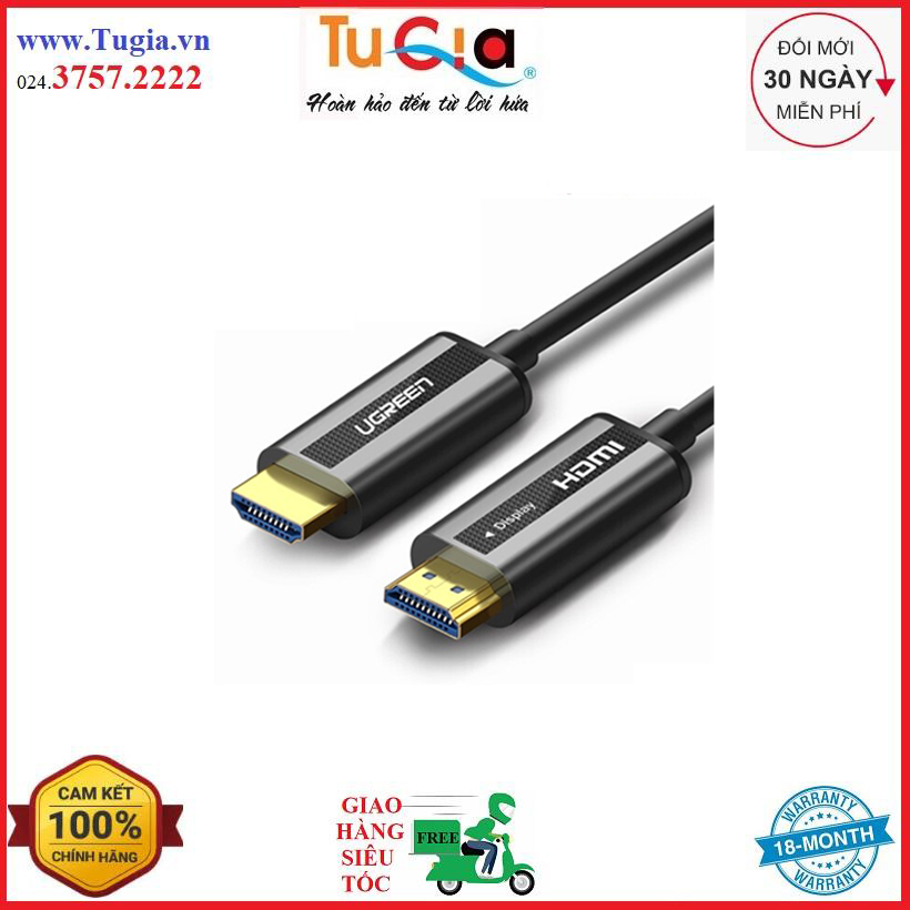 Cáp hdmi 2.0 sợi quang hợp kim kẽm 15m hỗ trợ 4k/60hz ugreen 50215 - hàng chính hãng