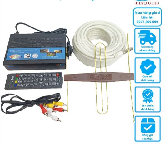 Đầu Thu Truyền Hình KTS DVB-T2 VTC T201 + ANTEN KHUẾCH ĐẠI AVG