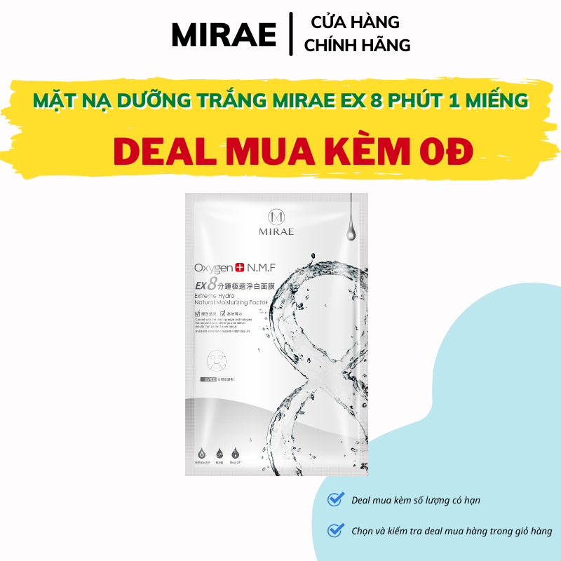 Mặt nạ dưỡng trắng Mirae EX8 phút Oxygen cung cấp độ ẩm giúp da sáng bóng ( 1 miếng )