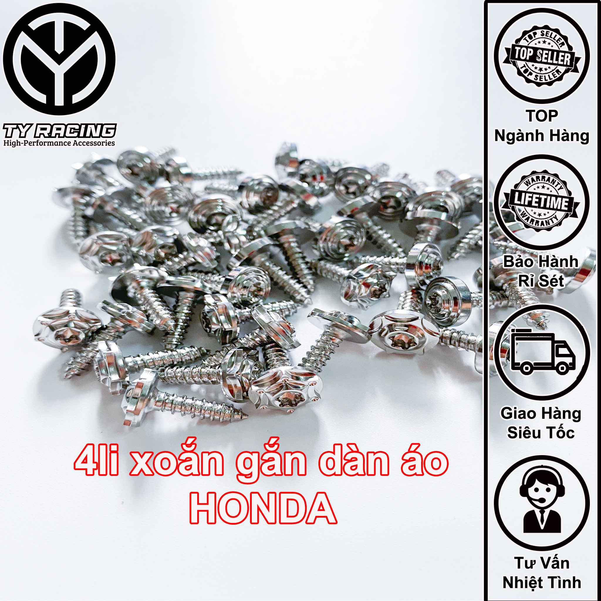 Ốc Salaya 4li xoắn gắn dàn áo HONDA Chuẩn Inox 304 xịn - TY Racing