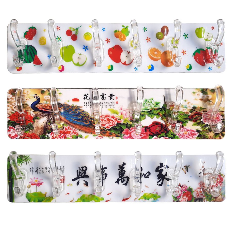 Tấm dán tường 6 móc treo tiện lợi-Miếng dán tường siêu chắc loại dài 6 móc treo có sẵn keo-Miếng dán tường siêu chắc loại dài 6 móc treo có sẵn keo dán, chỉ cần bóc ra và dán lên tường để sử dụng