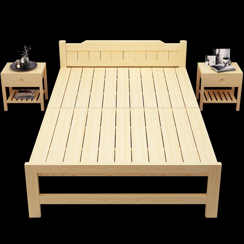 Giường ngủ gỗ thông xếp gọn tặng đệm gối, có 5 loại chiều ngang 60cm - 80cm - 1m -1m2 -1m5