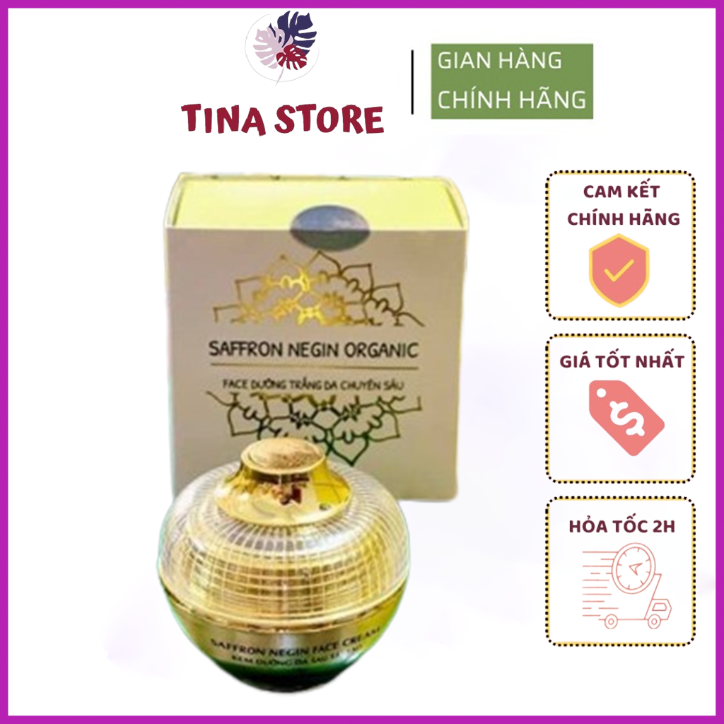 Kem Face Dưỡng Trắng Da Mặt Saffron Negin Organic 10gr - Kem Saffron Negin Nâng Tone,  Dưỡng Da Trắn