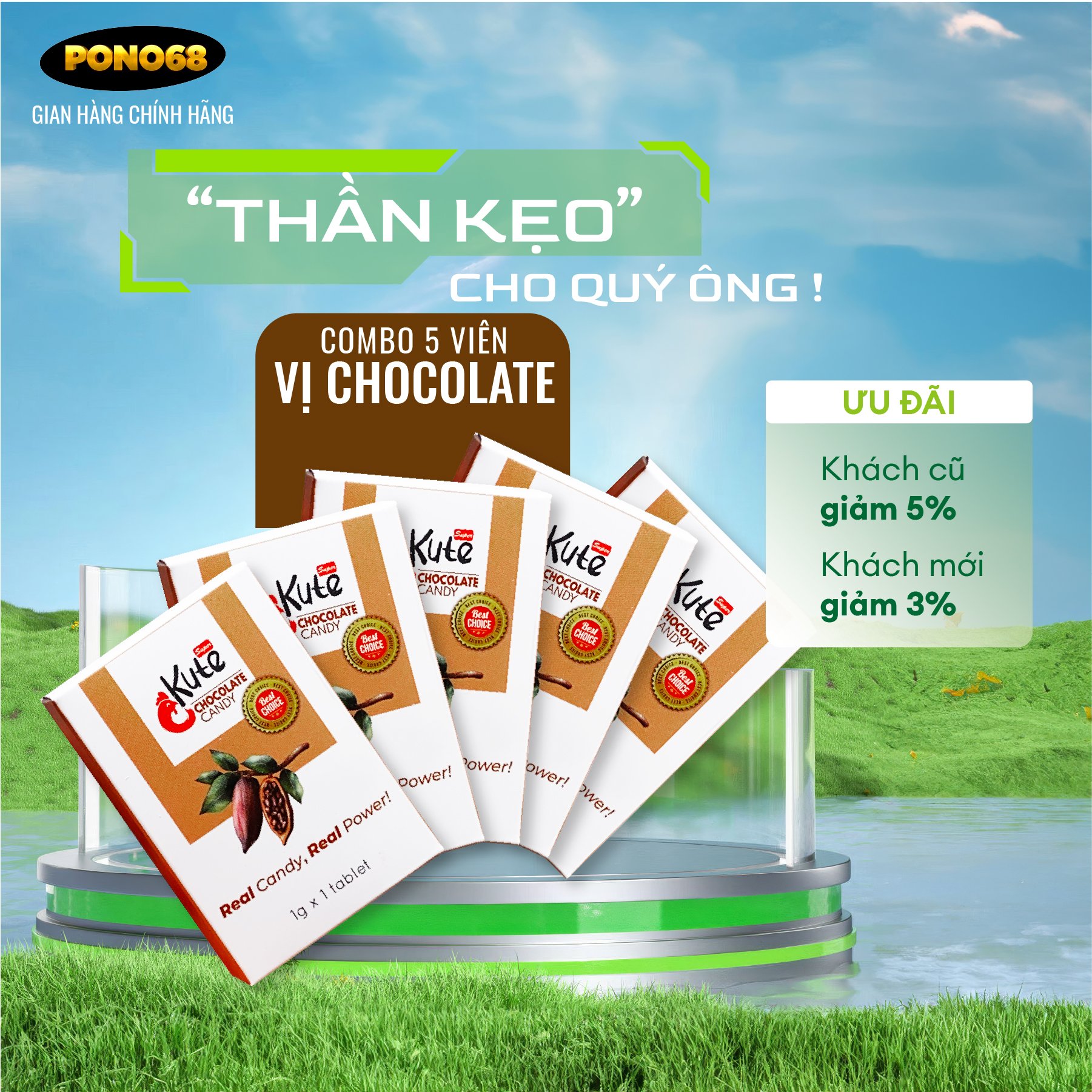 Kẹo ngậm tăng cường sinh lý nam giới từ thảo dược vị Socola 5V HIỆU KUTE - thực phẩm bổ sung - Che tên sản phẩm