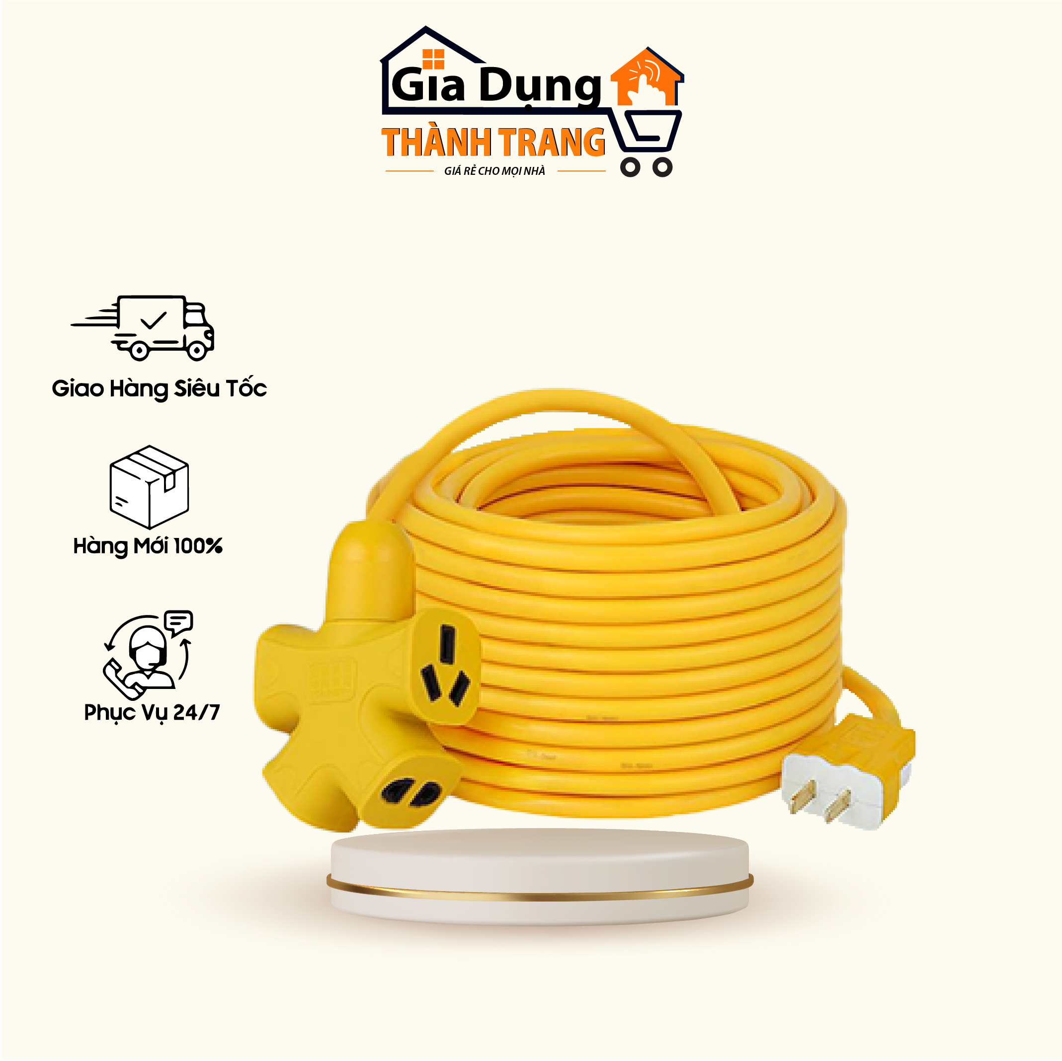 Cuộn dây điện kèm ổ cắm đúc và phích cắm đúc liền dây