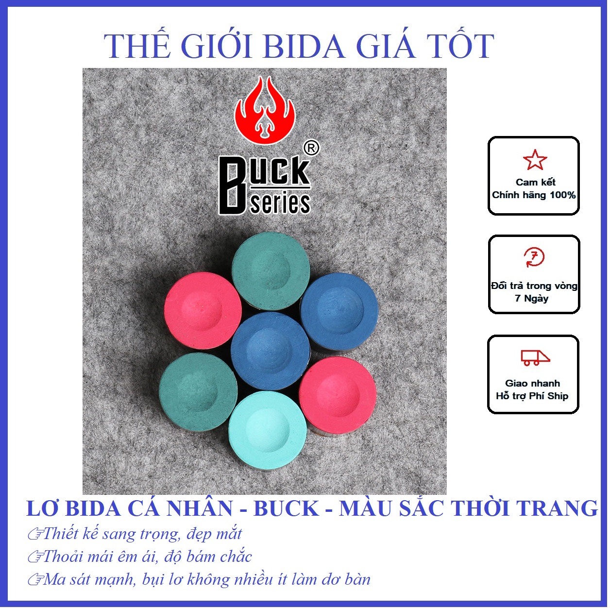 Lơ bida buck - lơ cá nhân thời trang cá tính màu sắc nổi bật - lơ mịn ít bụi