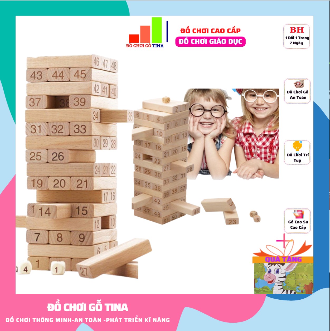 [HÀNG CAO CẤP] Rút Gỗ Số 48-51 Thanh - Đồ Chơi Gỗ TINA Thông Minh Rút Gỗ Số Loại To Cho Bé VIVITOYS An Toàn Thanh Gỗ Sắc Nét Rèn Luyện Trí Tuệ Tư Duy