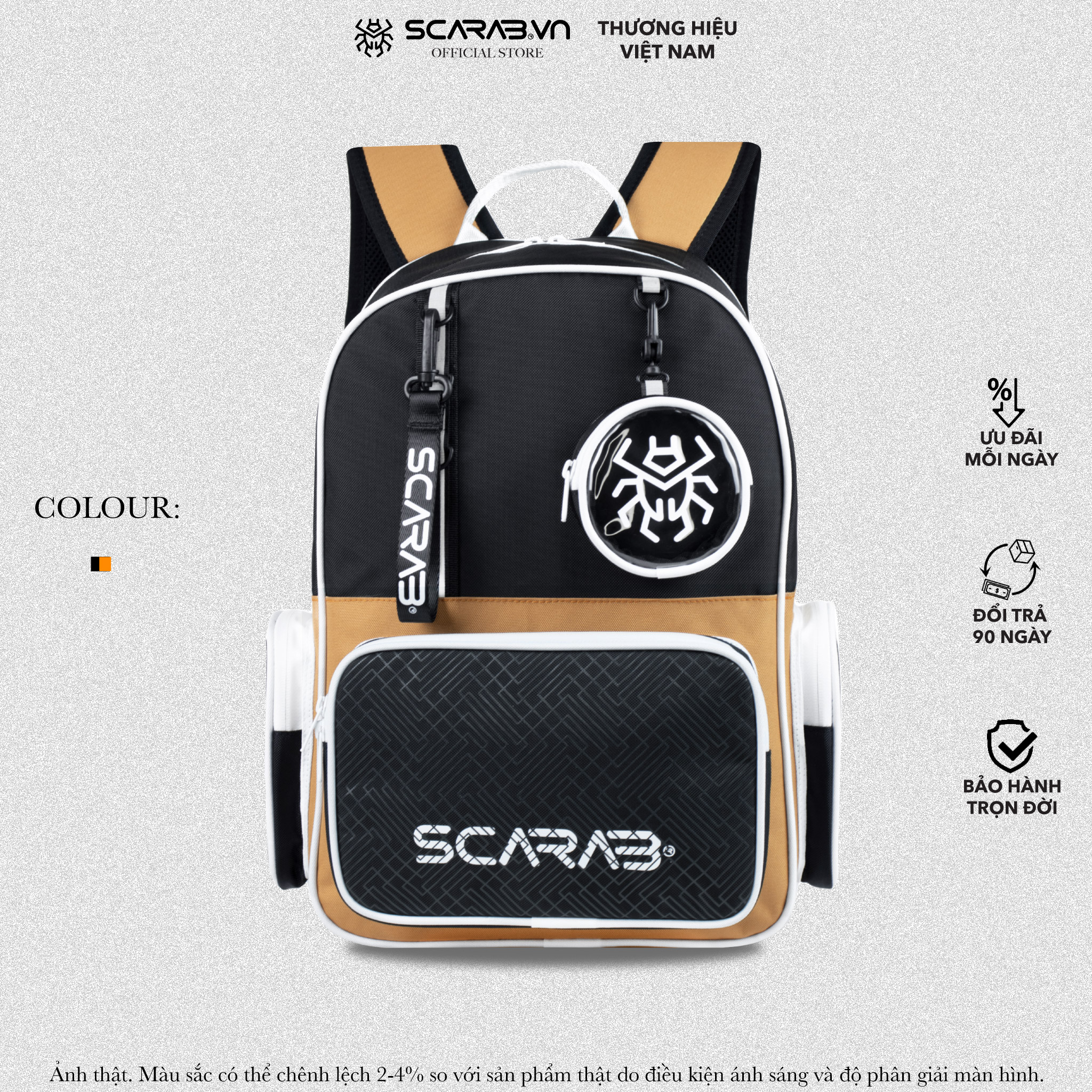 Balo đi học nam, balo nữ scarab - dangling™ backpack orange