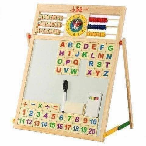 Bảng Ghép Nam Châm 2 Mặt Bằng Gỗ Cho Bé Học Chữ Cái Và Số-Bảng học thông minh 2 mặt đa năng kèm bộ chữ số bằng gỗ gắn nam châm cho bé