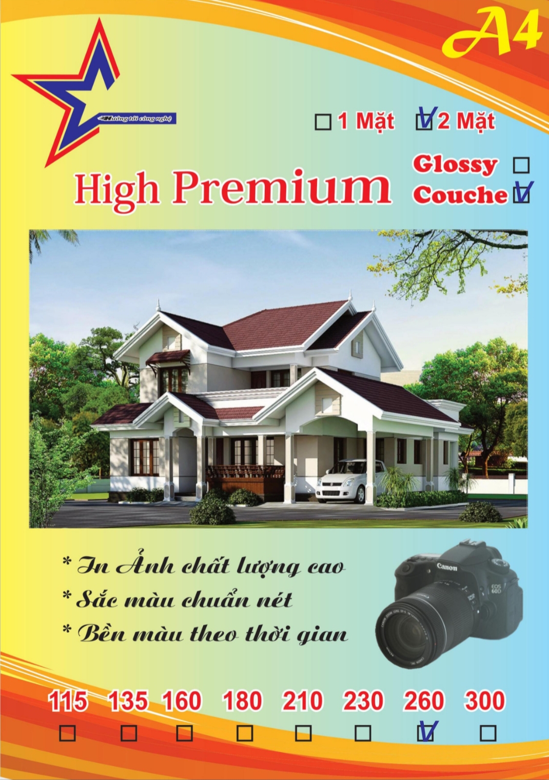 Giấy couche 2 mặt 50 tờ/ xấp- a3