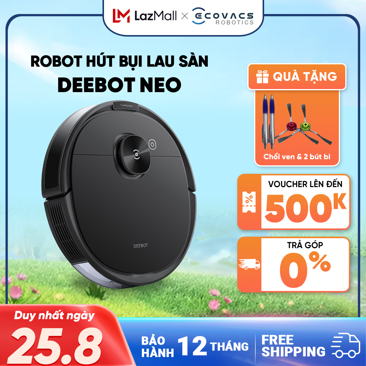 Robot hút bụi lau nhà thông minh Ecovacs Deebot NEO _ Bản Quốc Tế _ Hàng Chính Hãng
