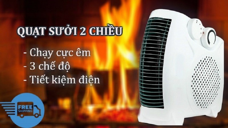 Quạt sưởi - quạt sưởi ấm 2 chiều nóng/lạnh - máy sưởi 2 chiều 3 chế độ sưởi ấm - làm nóng đều không khí, hoạt động êm nhẹ, không gây ồn - đèn sưởi cho bé mùa đông, quạt sưởi ấm trẻ em, đèn sưởi nhà
