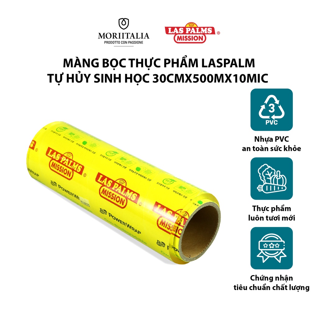 Màng bọc thực phẩm laspalm hàn quốc tự hủy sinh học moriitalia 30cmx500mx10mic mbtp00000111