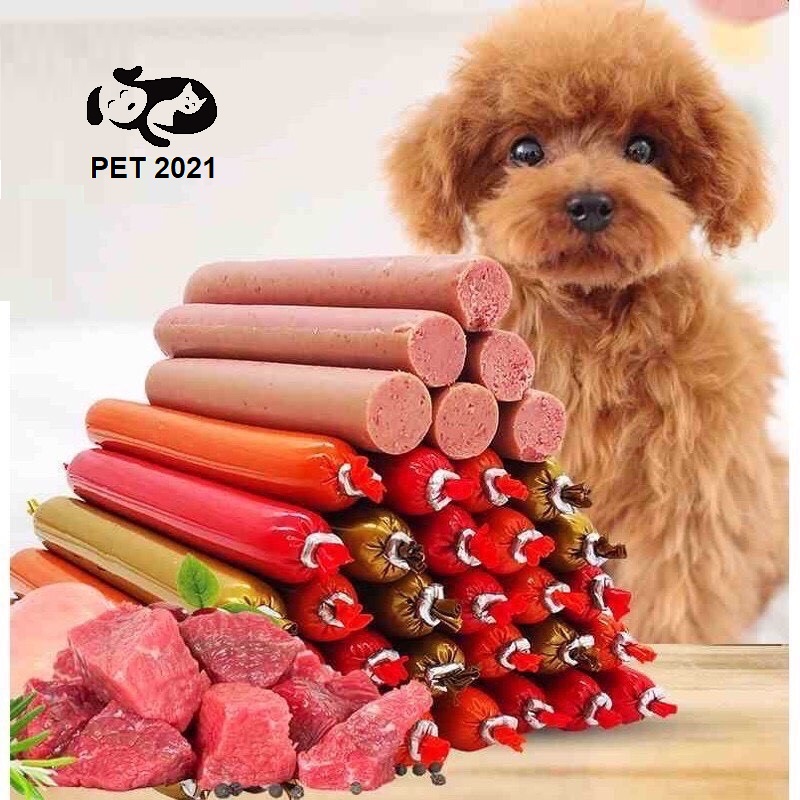 Combo 10 cái xúc xích cho chó mèo 3 vị gà, bò, vịt - pet 2021