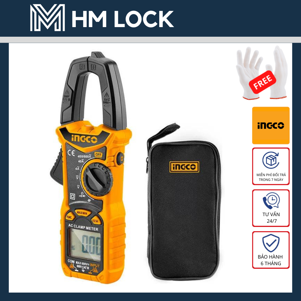 Ampe kìm kỹ thuật số đo dòng ac ingco - hàng chính hãng - dcm6003 - hm lock