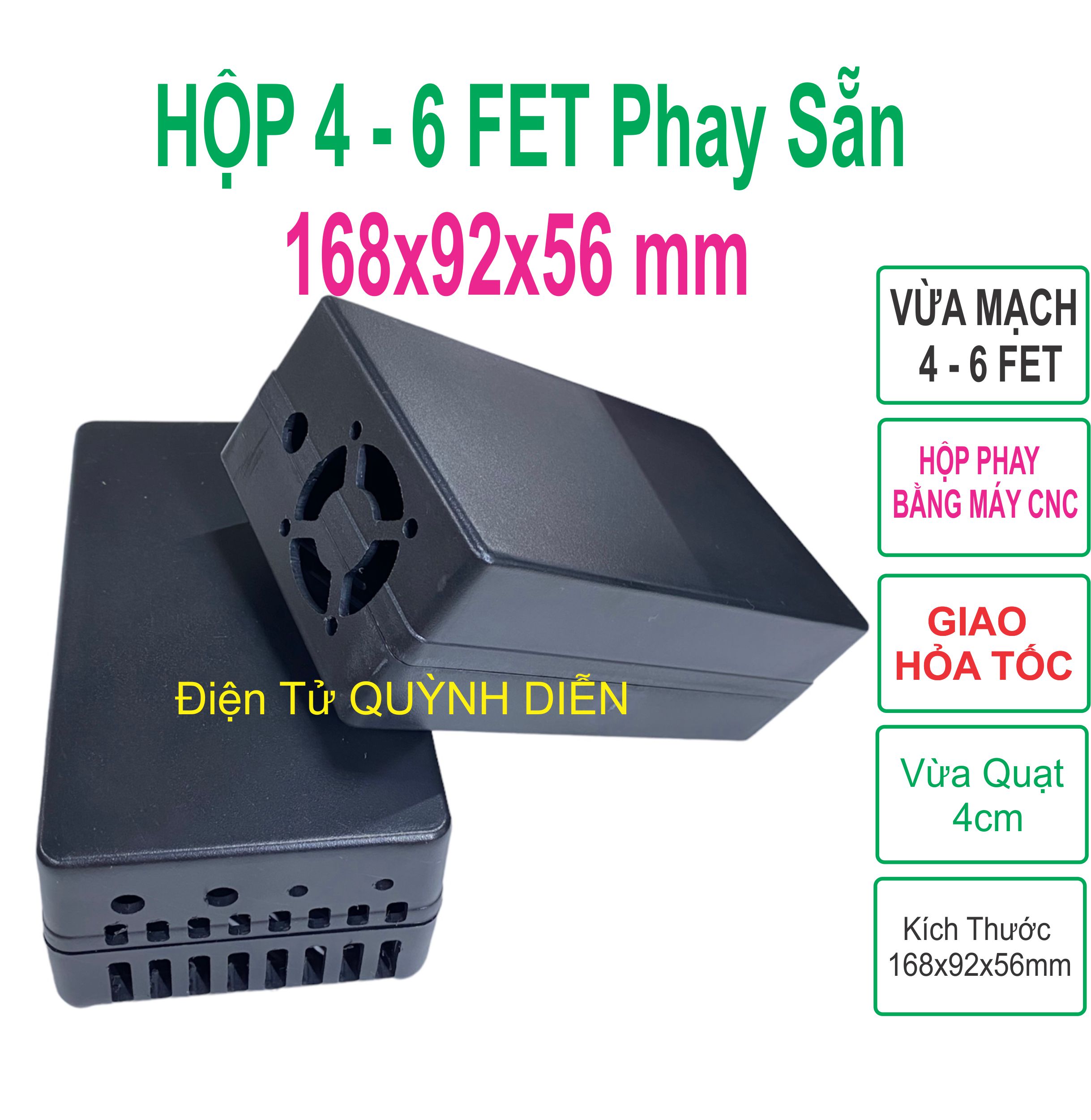 Combo 20 hộp nhựa 4 fet 6 fet 168x92x56mm phay cnc khoan sẳn điện tử quỳnh diễn