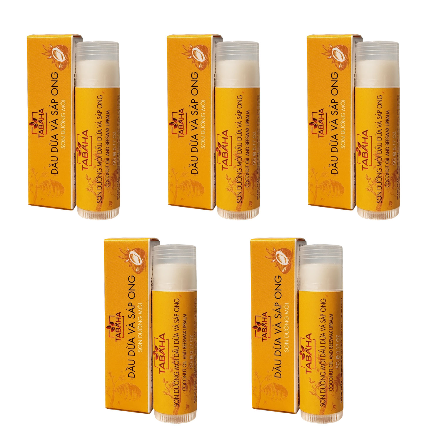 Bộ 5 cây Son dưỡng môi Lip Balm Tabaha 5g
