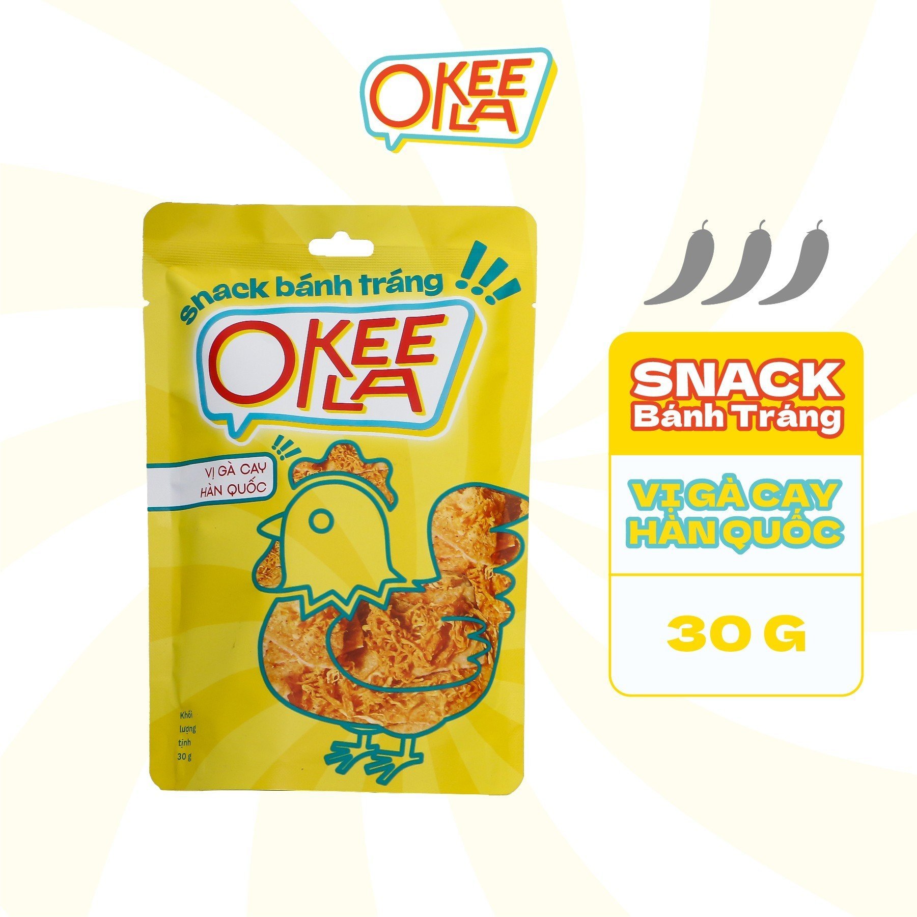 Snack bánh tráng okeela vị gà cay hàn quốc - túi 30g