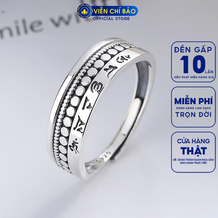 Nhẫn bạc nữ lục tự bình an chất liệu bạc Thái 925 thời trang nữ phụ kiện trang sức nữ Viễn Chí Bảo N000303