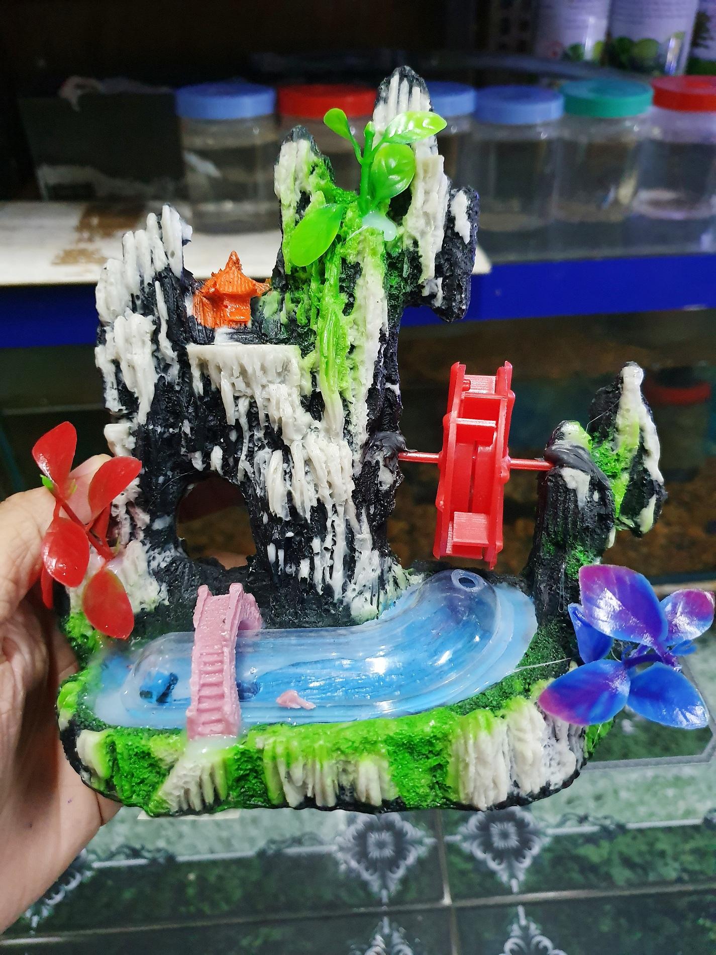 "Hoàn tiền đến 10%" CẢNH NÚI CÓ BÁNH QUAY TRANG TRÍ HỒ CÁ NON BỘ 15x6x15cm