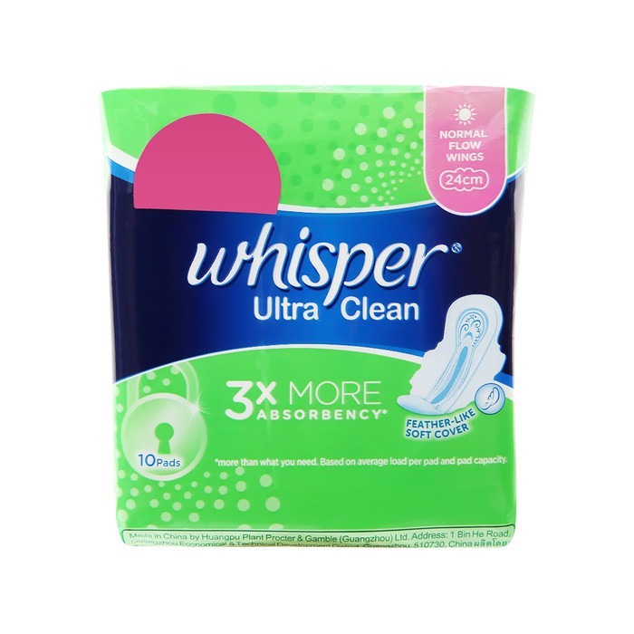 Băng vệ sinh Whisper Ultra Clean siêu thấm có cánh 10 miếng