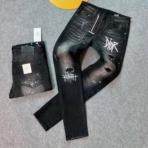Quần jean nam rách gối DIORR YOUU form chuẩn dáng đẹp vải dày co giãn mẫu mới nhất cao cấp