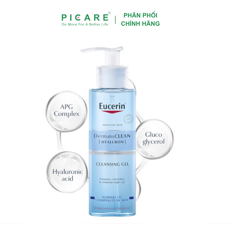 Eucerin Sữa rửa mặt cho da nhạy cảm Dermatoclean Gel 200ml