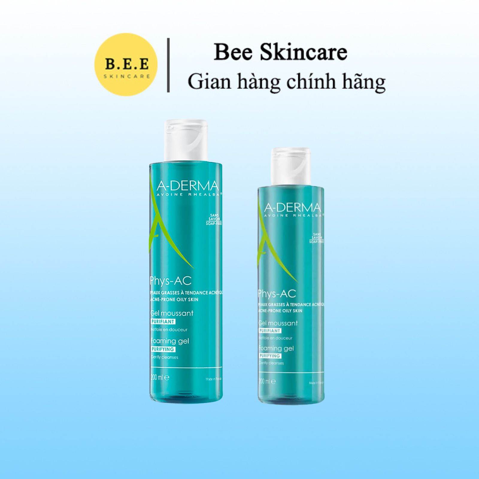 Sữa Rửa Mặt A-Derma Gel Moussant Purifiant Phys-Ac 400ml Bee