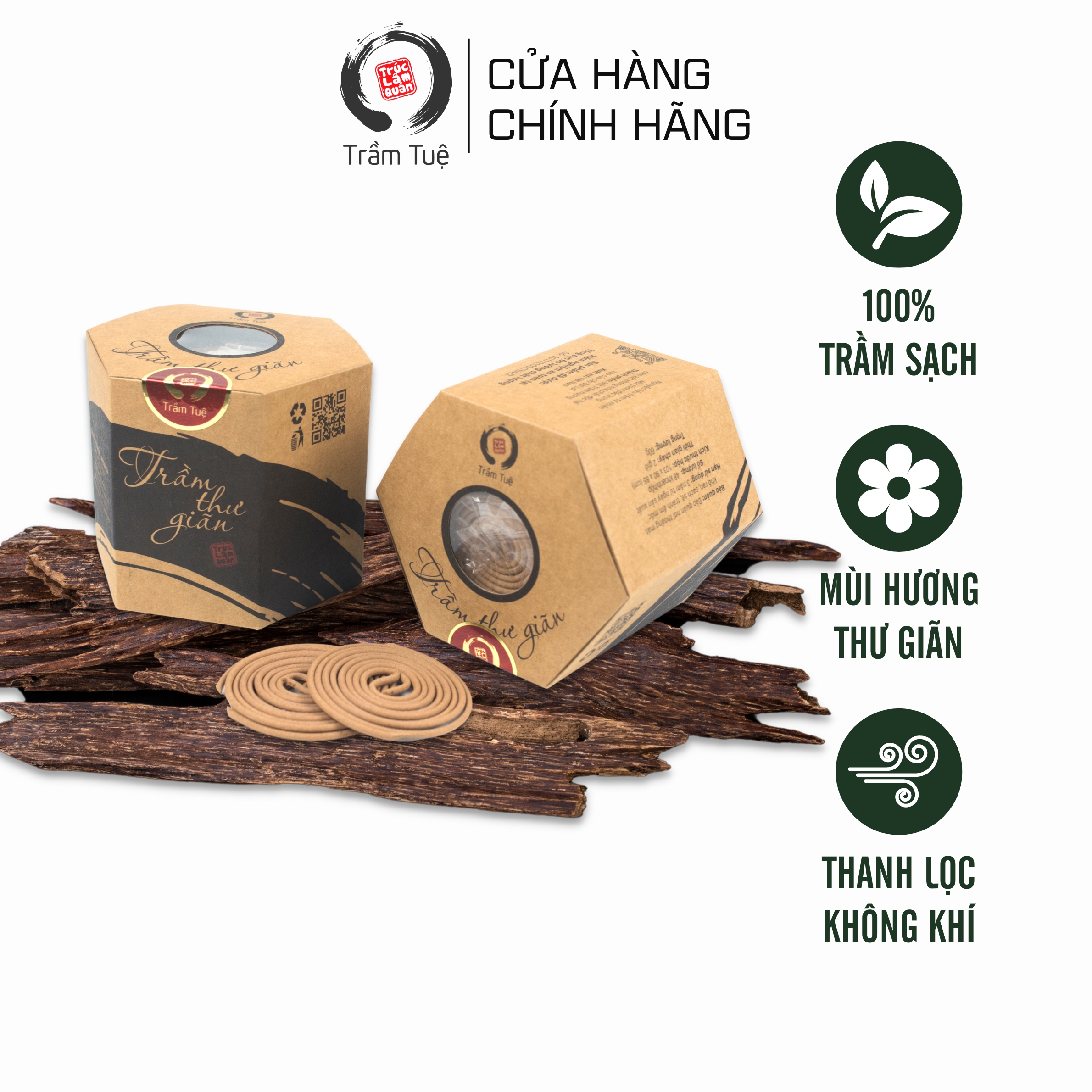 Trầm khoanh thư giãn, 100% NGUYÊN CHẤT, Khoanh trầm hương, 48 khoanh, Cháy 2 giờ/ khoanh, không hóa chất độc hại, thơm nhẹ, dịu ngọt, Thanh lọc không khí, giảm căng thẳng