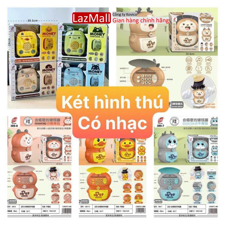 Két sắt mini hình thú thông minh cho bé siêu dễ thương, có nhạc, có khoá an toàn cho bé