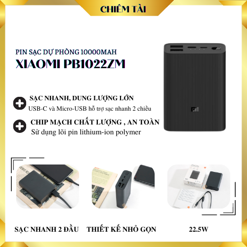 Pin sạc dự phòng 10000mAh Xiaomi Power Bank 3 Ultra Compact PB1022ZM 22.5W