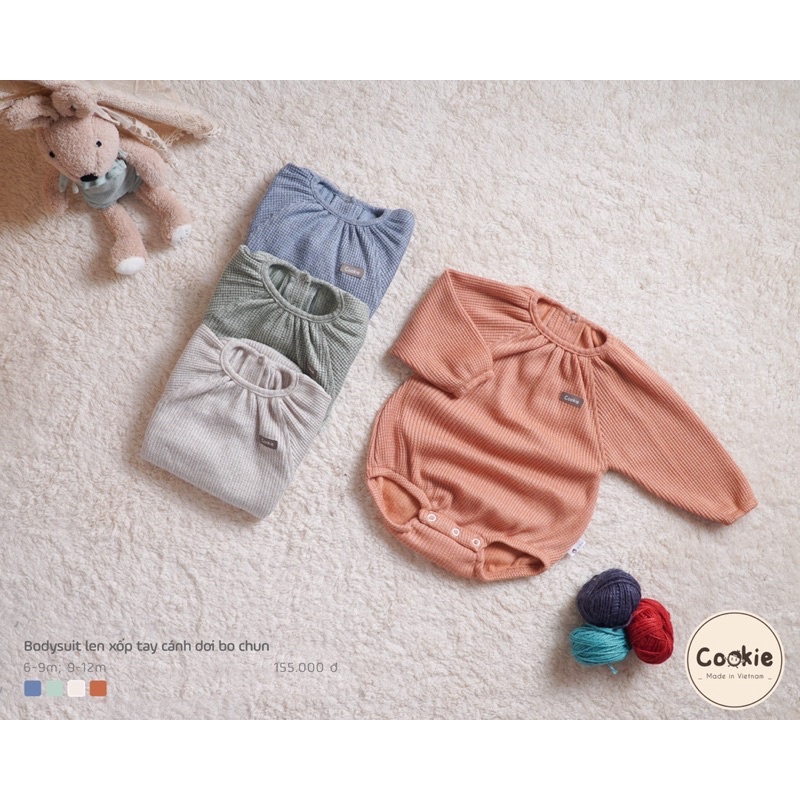 Bodysuit Len Xốp Tay Cánh Rơi Bo Chun Cookie