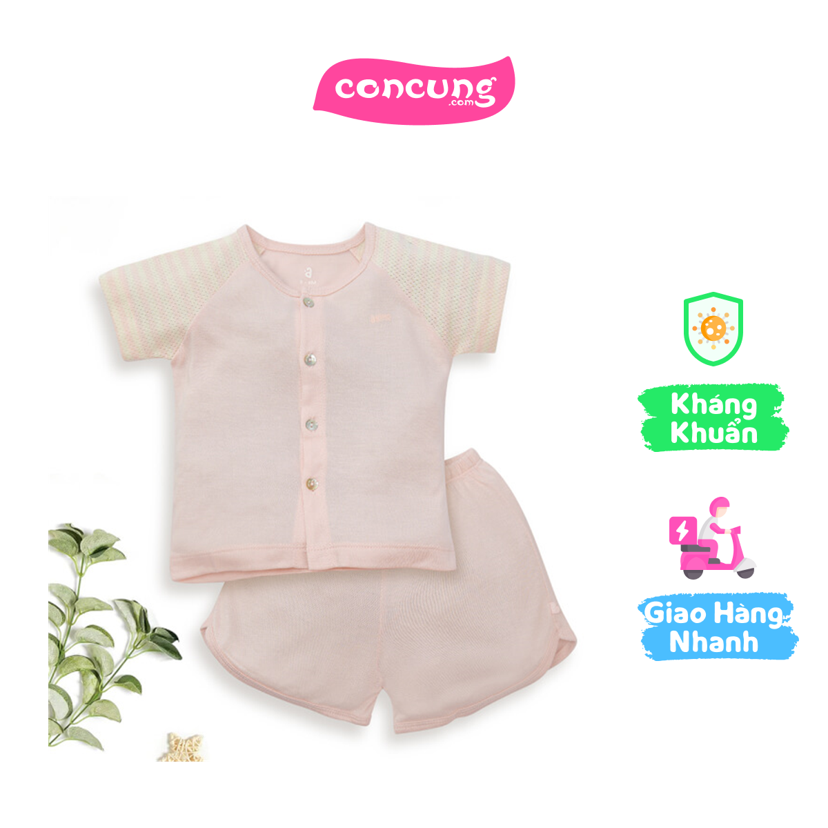Bộ sơ sinh tính năng ngắn, vải lưới Animo I0322019 0-3M,Cam