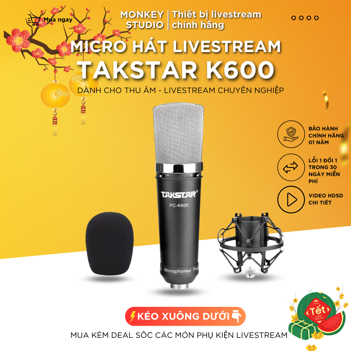 Mic Livestream | Micro thu âm TAKSTAR PC K600 ⚡ BH 1 NĂM ⚡ Chính Hãng Cho Thu Âm Hát Livestream Chuyên Nghiệp