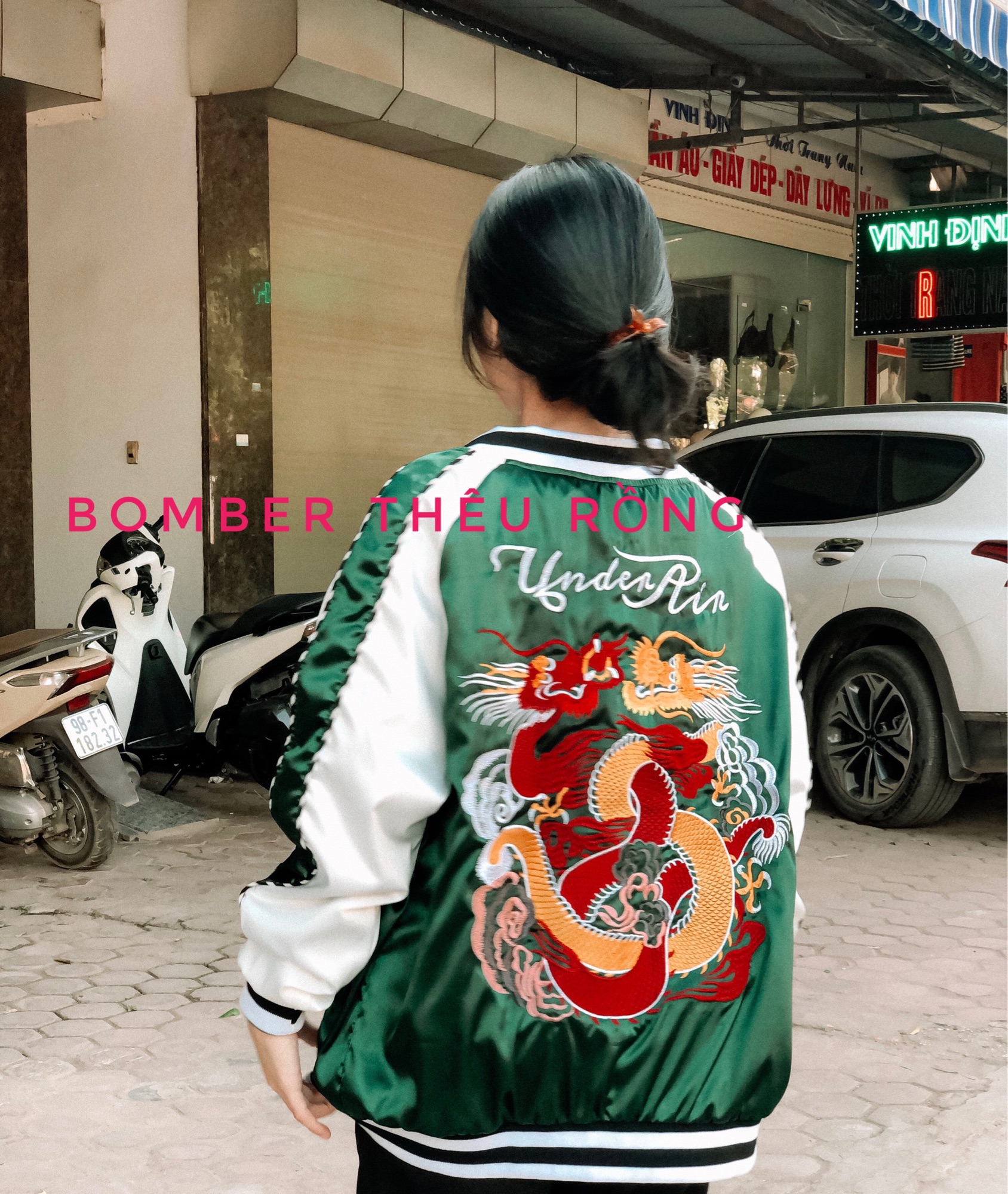 [mua áo tặng nước hoa] táo bomber thêu rồng cao cấp, hot trend, áo khoác thêu rồng