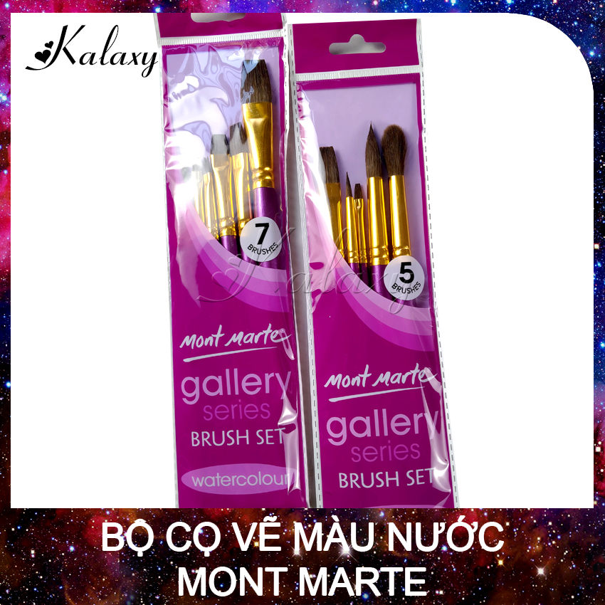 Bộ cọ vẽ màu nước mont marte, watercolor brush set, bmhs0026, bmhs0027