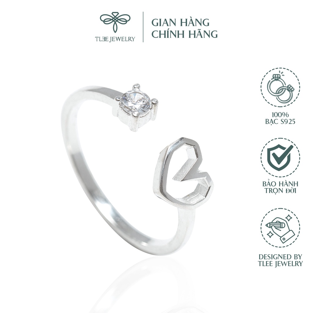 Nhẫn bạc nữ TLEE nhẫn trái tim rỗng trơn freesize TleeJewelry A0171