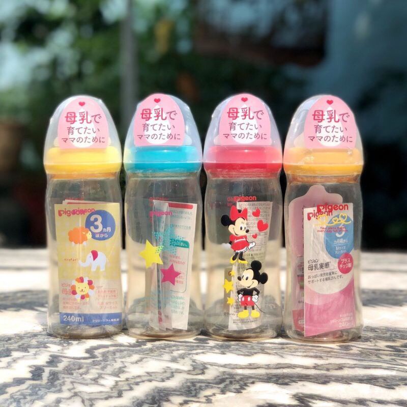 Bình sữa Pigeon cổ rộng nhập khẩu thái lan dung tích 160ml và 240ml chất liêu PPSU an toàn cho bé