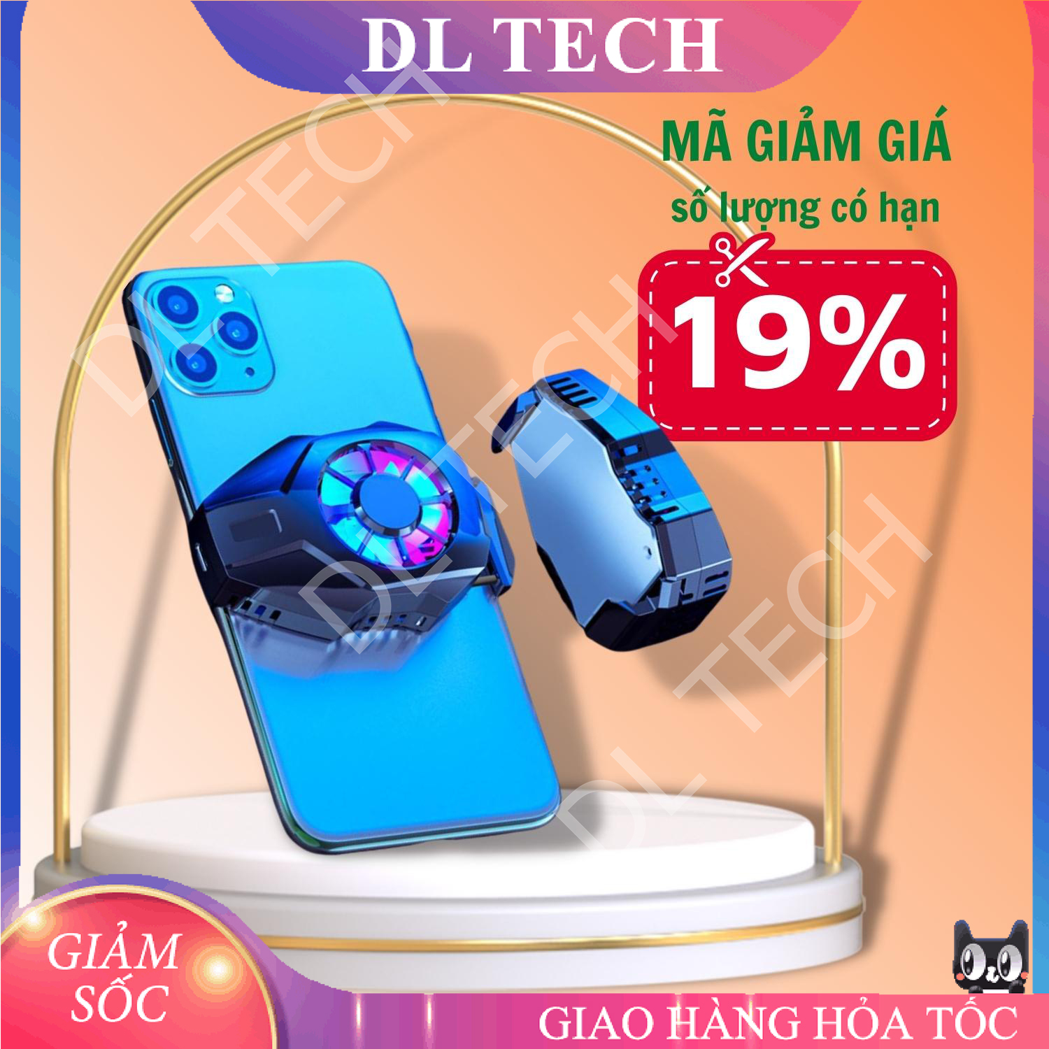 Quạt tản nhiệt gaming SÒ LẠNH siêu mát Memo L01 cho điện thoại DL