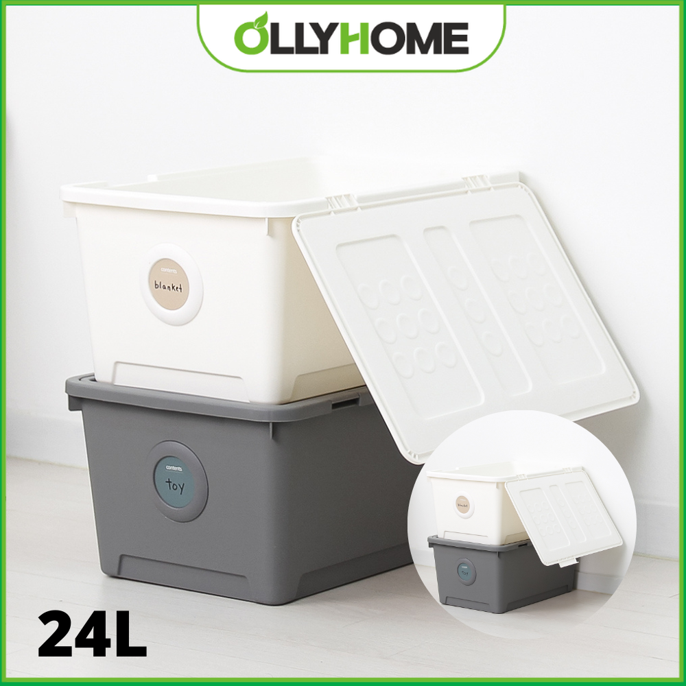 Combo 2 Thùng nhựa đựng đồ đa năng size to 24L Ollyhome có nắp gài phong cách hiện đại - Thùng đựng chăn màn đồ chơi trẻ em Clothes storage