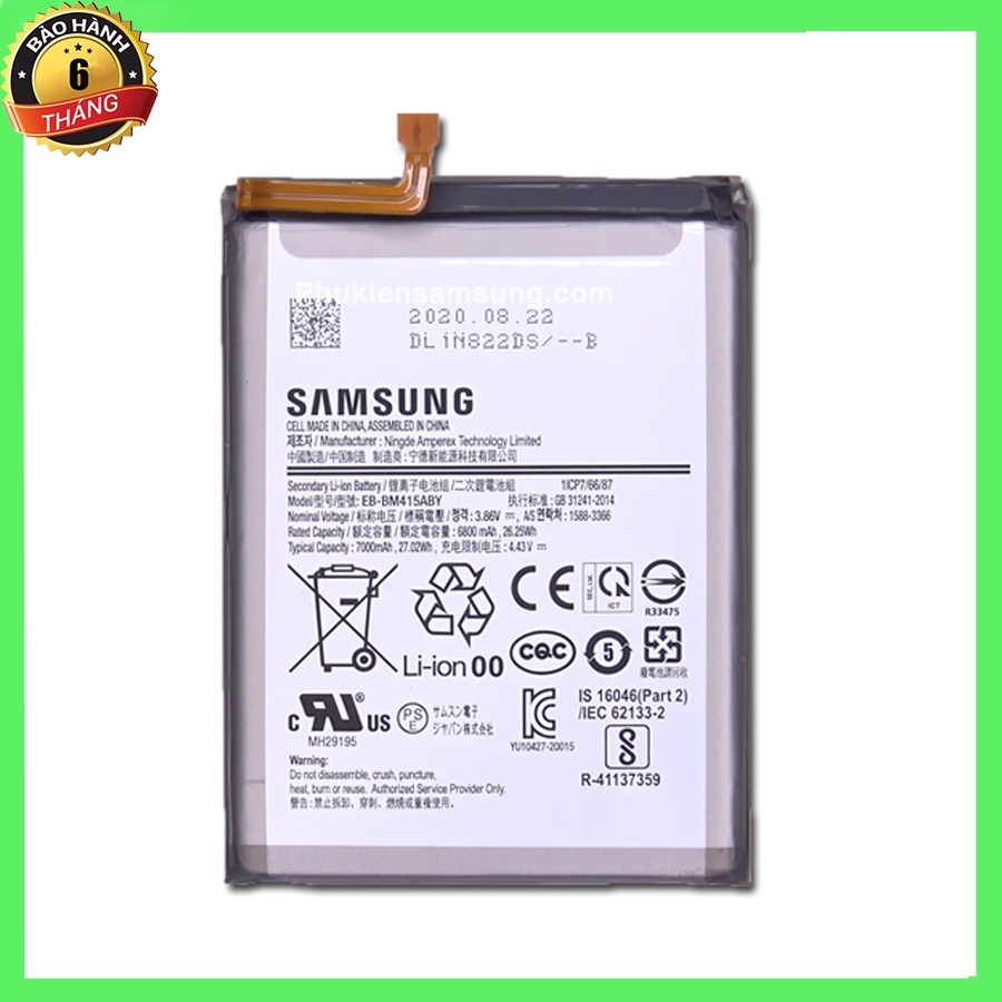 Pin samsung m50/ m51, bm415, zin, bảo hành 6 tháng