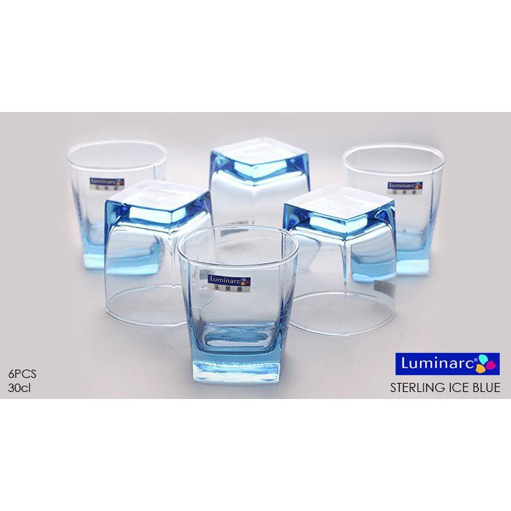 Bộ 6 cốc thủy tinh uống nước đẹp phòng khách thân vuông luminarc dung tích 300ml