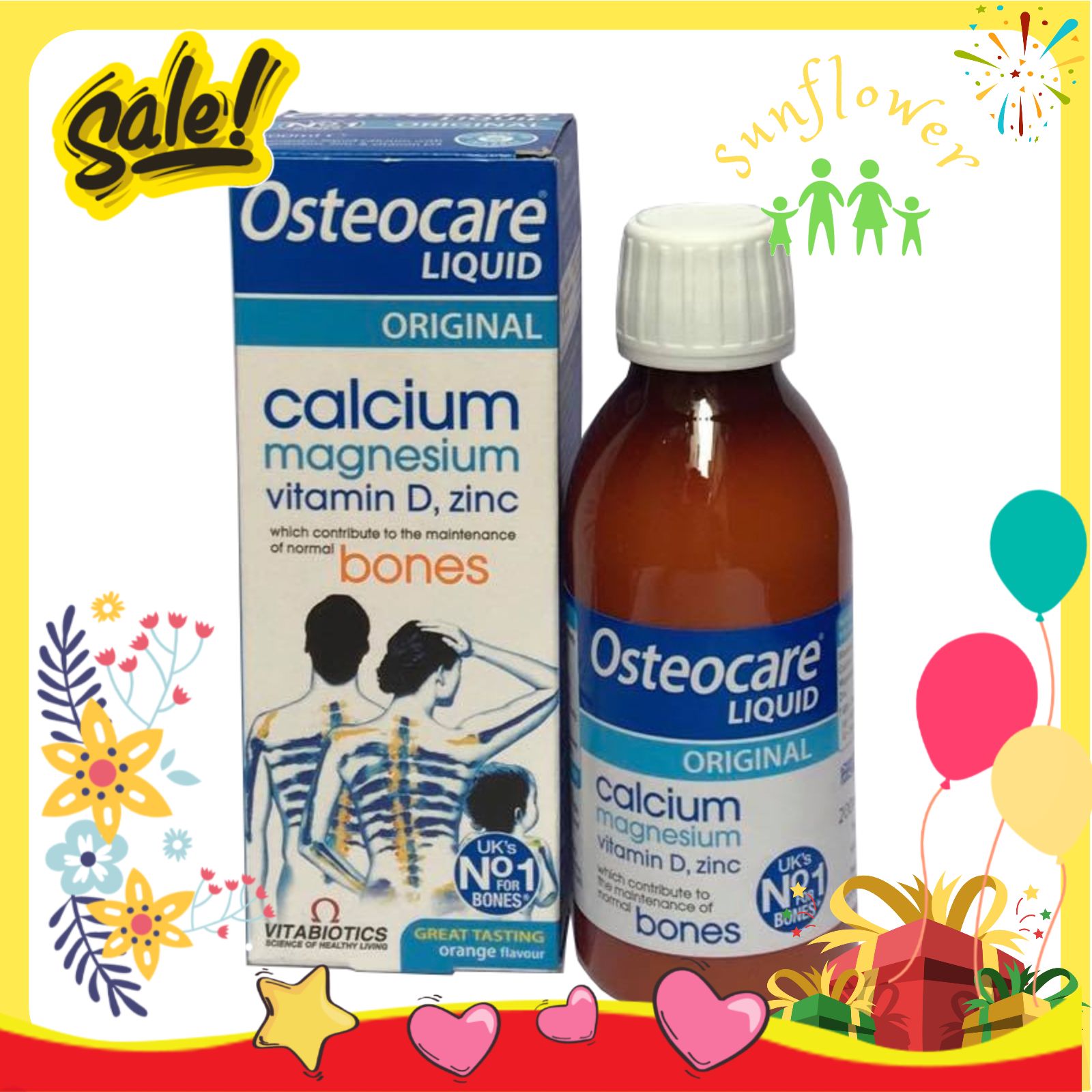 Canxi nước Osteocare Liquid Original Calcium 200ml của Anh Quốc hỗ trợ xương và răng chắc khỏe tăng cường miễn dịch