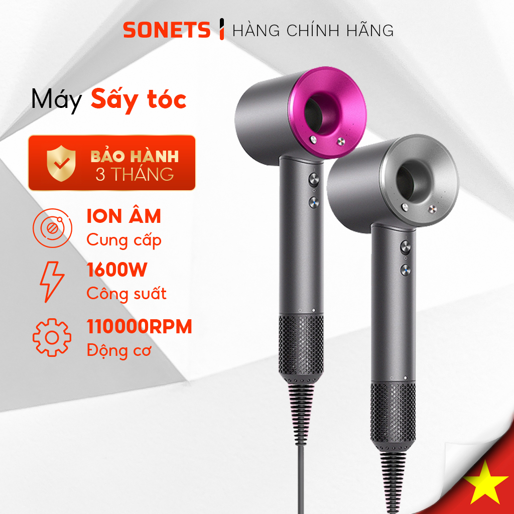 Máy sấy tóc cao cấp sonets máy sấy 2 chiều nóng lạnh công nghệ mới, bổ sung ion âm, 3 chế độ gió công suất 1600w