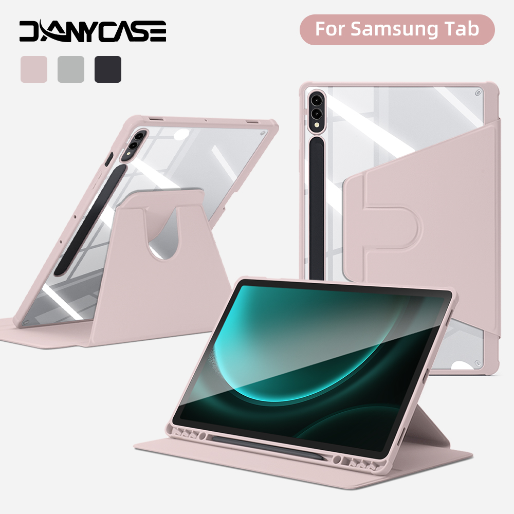【Phiếu giảm giá giới hạn 2000 ₫ DANYCASE for Samsung Tab Case for Samsung Galaxy Tab S9 FE 10.9inch S6 Lite 10.4inch A9 Plus S10 Plus S9 Plus S9 FE+ 12.4inch A8 10.5inch A9 8.7inch 360° Rotation Smart Tablet Cover