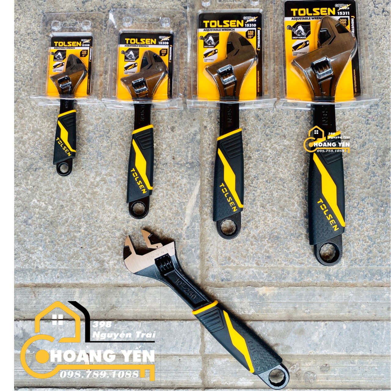 Mỏ lết cán nhựa đen công nghiệp tolsen 15309 8''- đen
