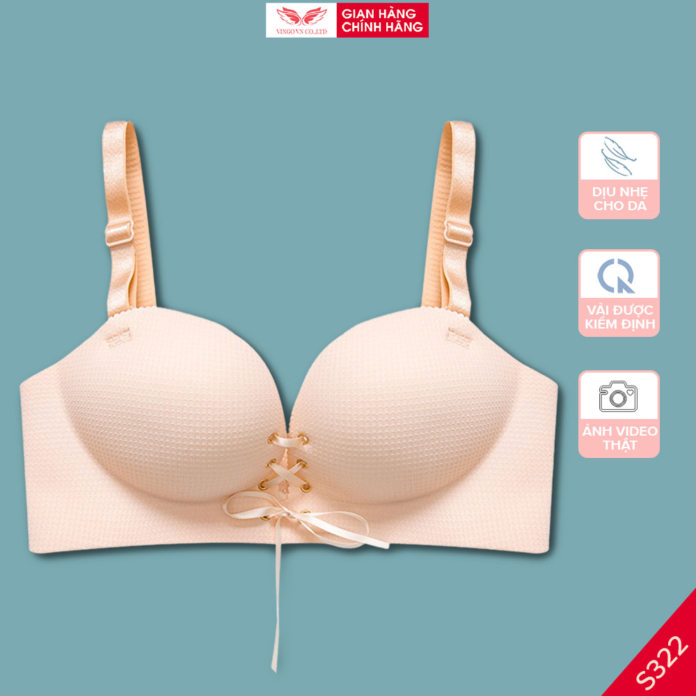 Áo quây ngực không dậy chống tụt mút vừa nâng đẩy tạo khe chống tuột Vingo chất cotton trơn dây rút trước S322 VNGO